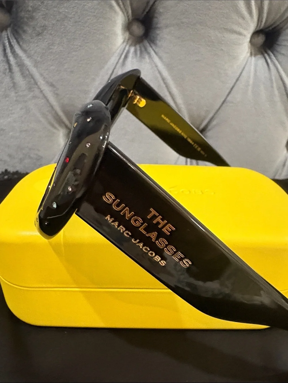 Marc Jacobs Black Cat-Eye Sunglasses with Multicolor Crystal Details